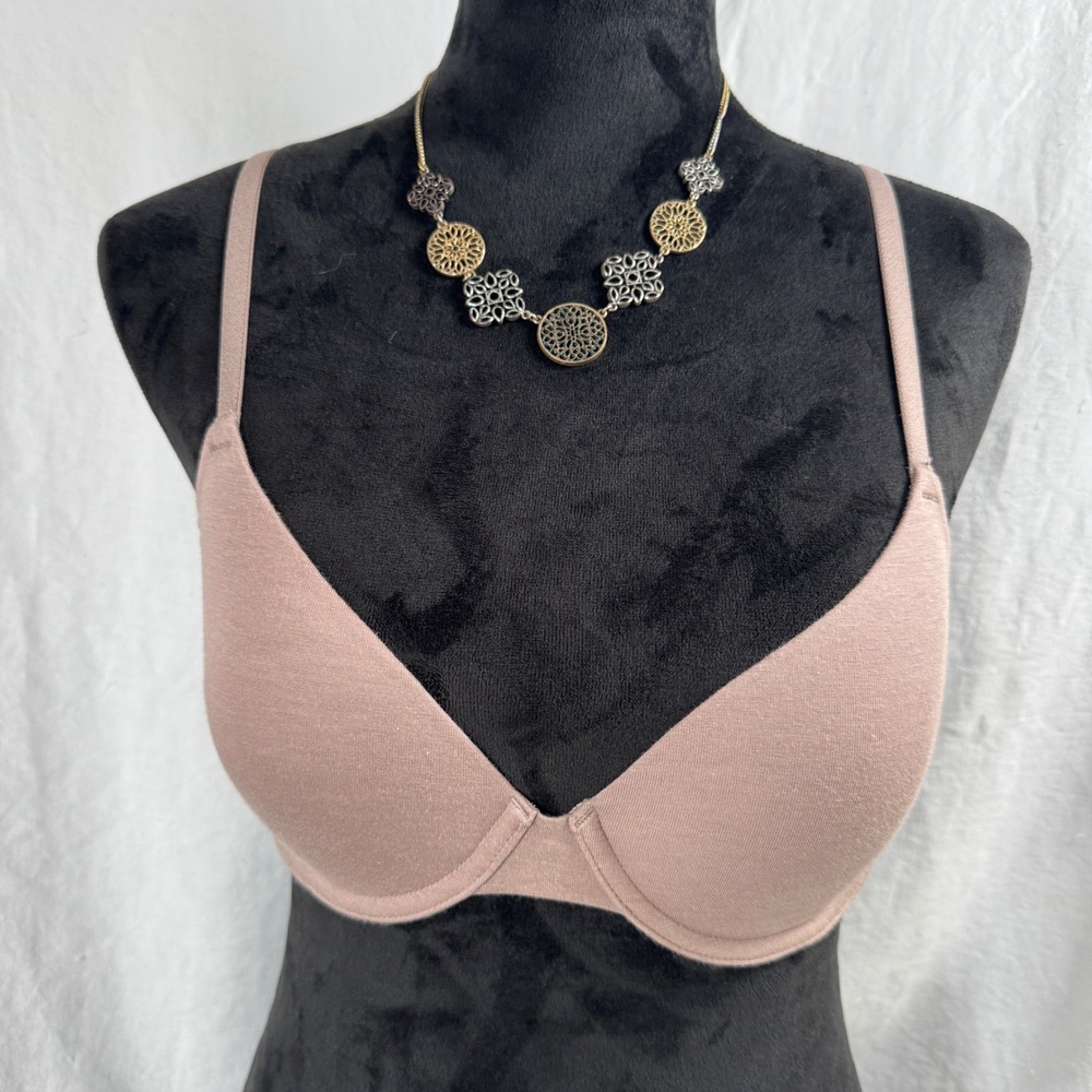 Women's Victoria Secret PINK Wear Everywhere T-Shirt Lightly Lined Bra 34C Brown